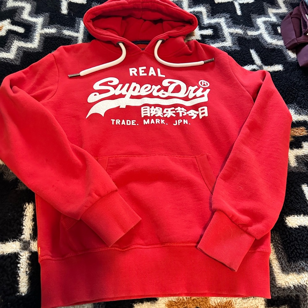 Superdry hoodie original red and white.